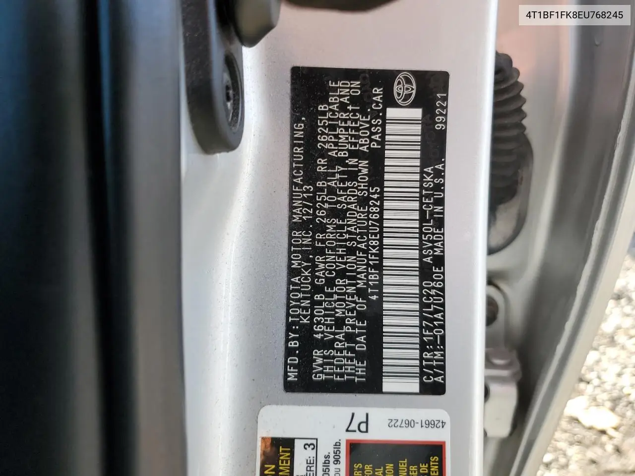 4T1BF1FK8EU768245 2014 Toyota Camry L