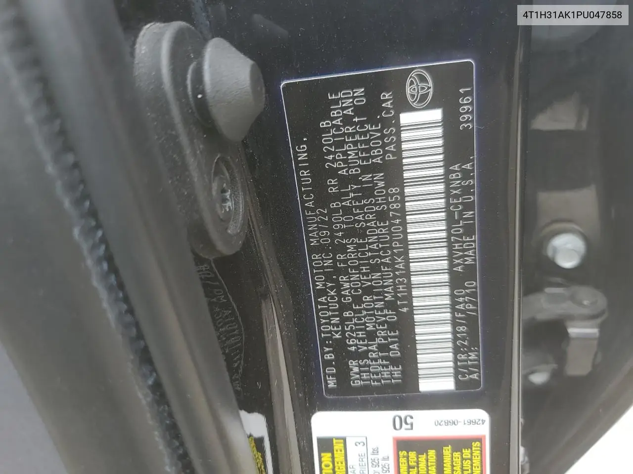 4T1H31AK1PU047858 2023 Toyota Camry Le