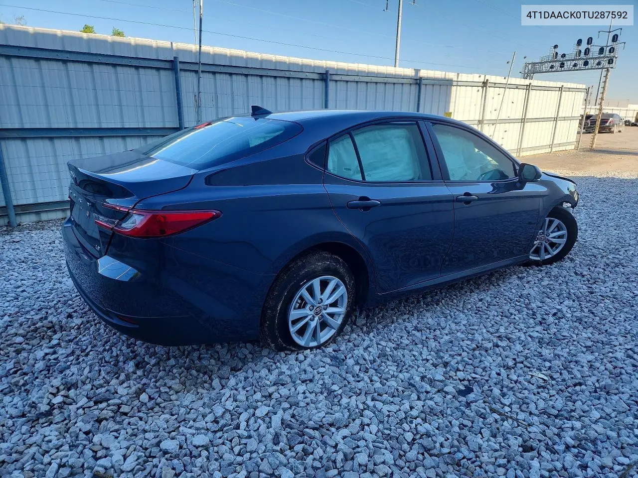 2026 Toyota Camry Le VIN: 4T1DAACK0TU287592 Lot: 56069386