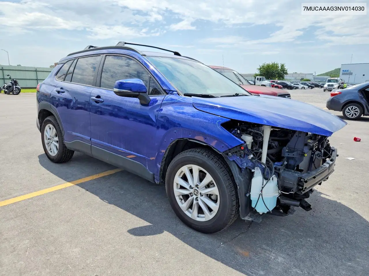 2022 Toyota Corolla Cross Le VIN: 7MUCAAAG3NV014030 Lot: 60260486