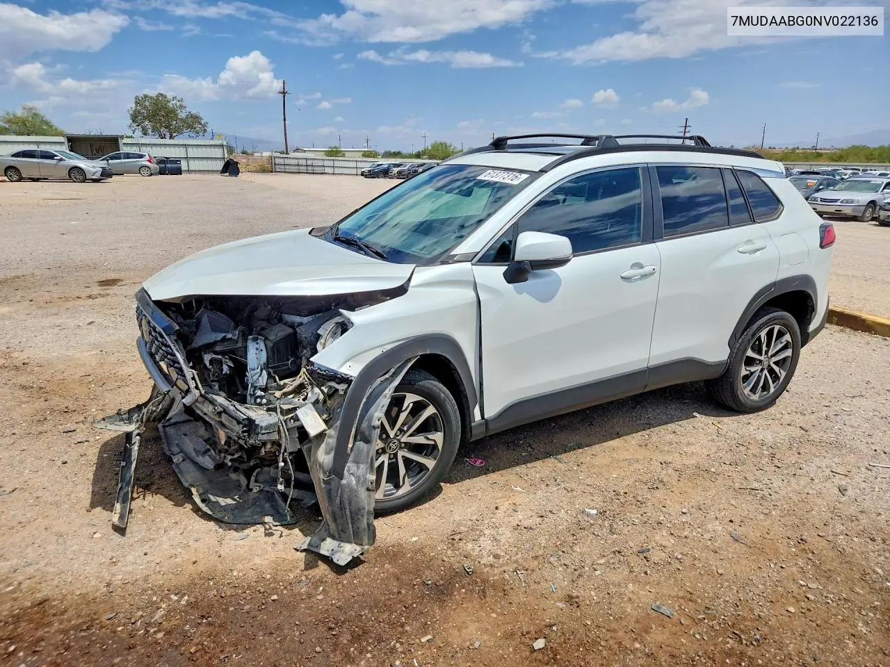 2022 Toyota Corolla Cross Xle VIN: 7MUDAABG0NV022136 Lot: 61377316