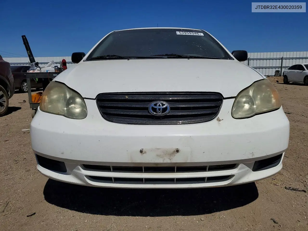 2003 Toyota Corolla Le VIN: JTDBR32E430020359 Lot: 53959346
