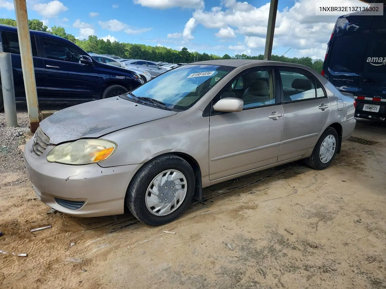 2003 Toyota Corolla Le VIN: 1NXBR32E13Z136302 Lot: 61981036