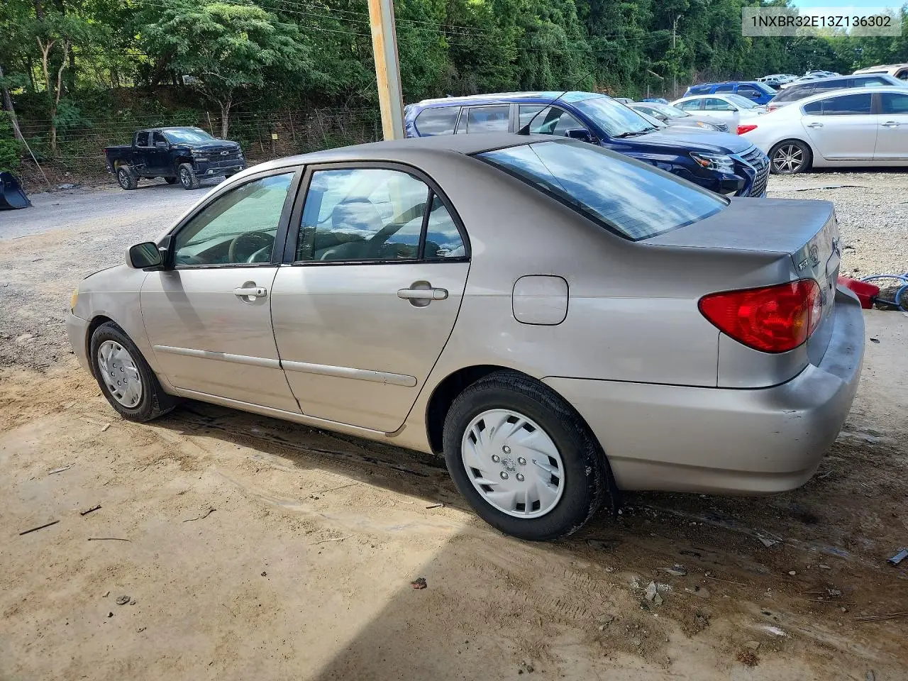 2003 Toyota Corolla Le VIN: 1NXBR32E13Z136302 Lot: 61981036