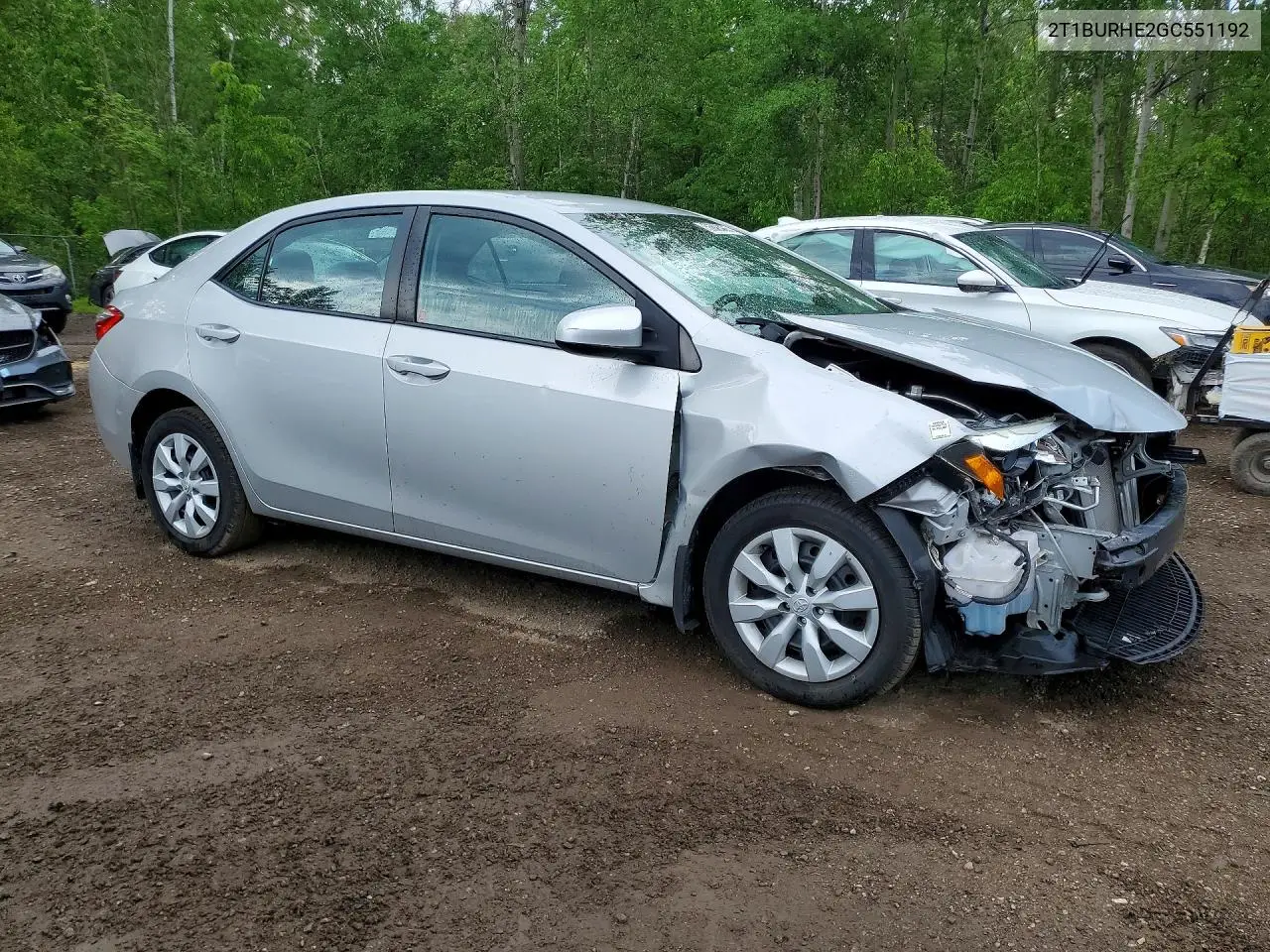 2016 Toyota Corolla L VIN: 2T1BURHE2GC551192 Lot: 57083906