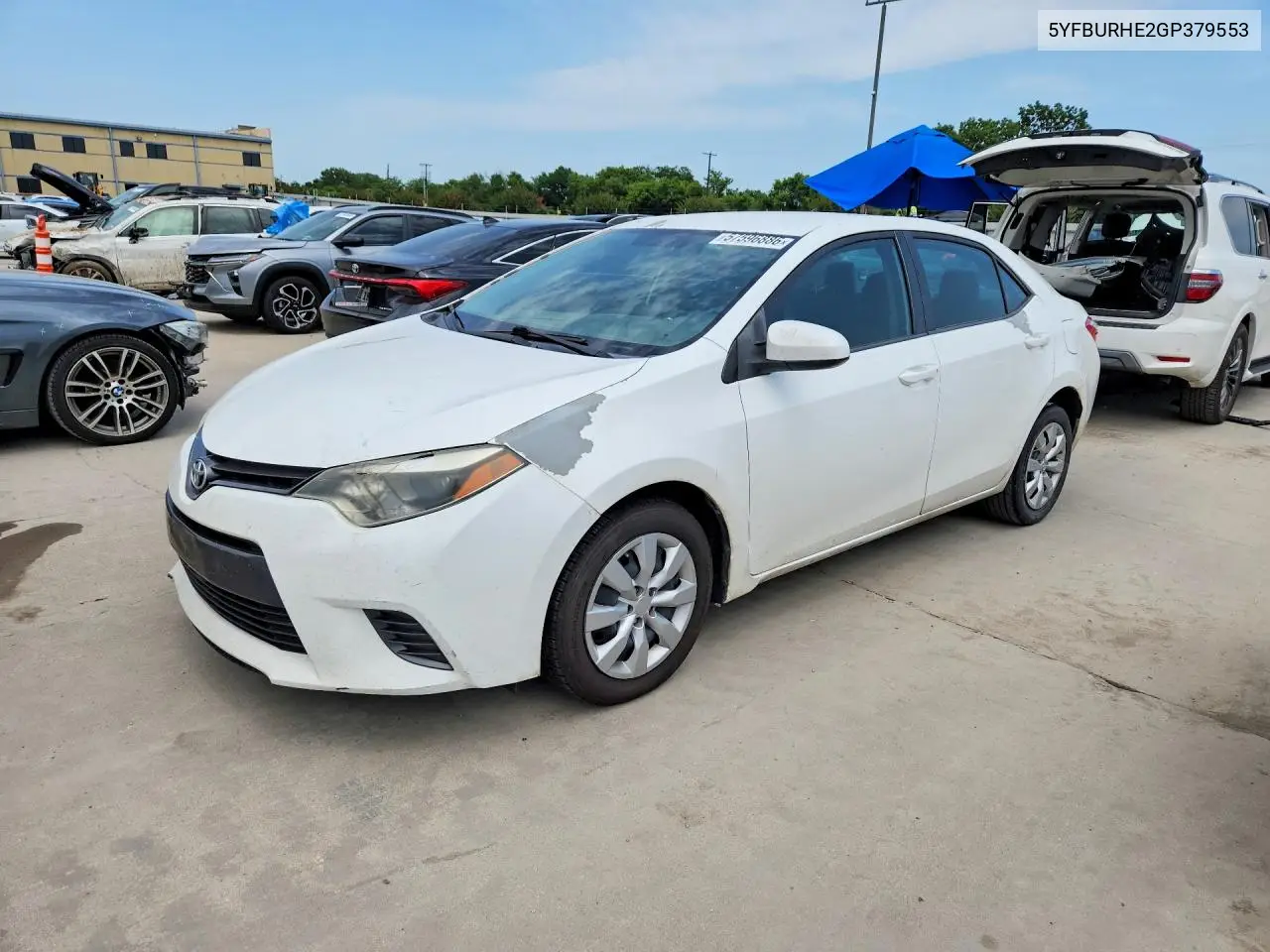 2016 Toyota Corolla Le VIN: 5YFBURHE2GP379553 Lot: 57596886