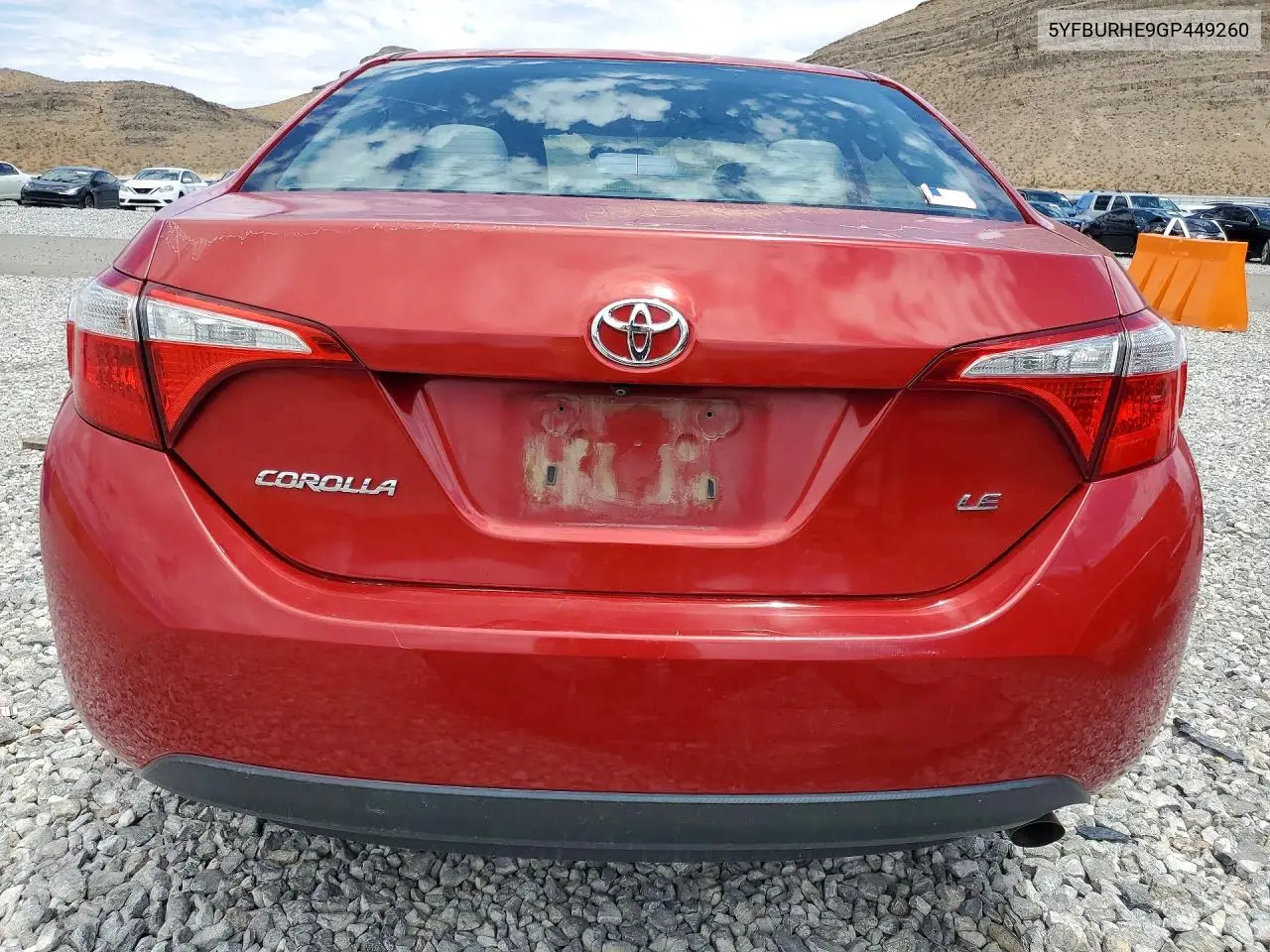 2016 Toyota Corolla Le VIN: 5YFBURHE9GP449260 Lot: 58402366