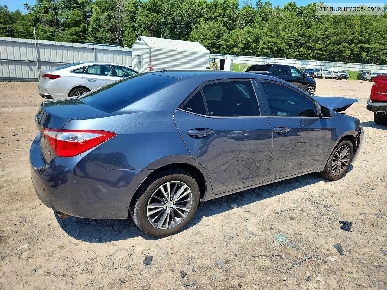 2016 Toyota Corolla Le Plus VIN: 2T1BURHE7GC540916 Lot: 60820516