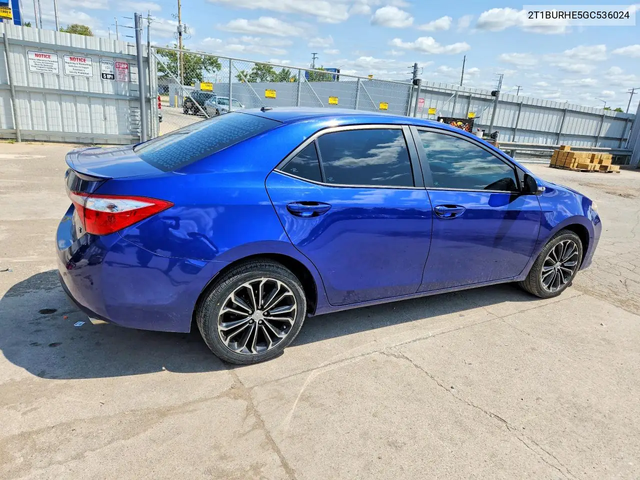 2016 Toyota Corolla S Premium VIN: 2T1BURHE5GC536024 Lot: 60925386