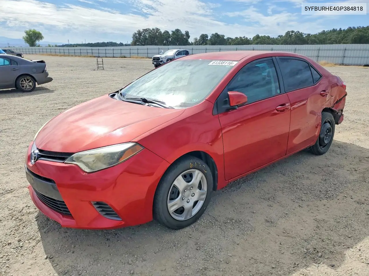 2016 Toyota Corolla Le VIN: 5YFBURHE4GP384818 Lot: 61338116