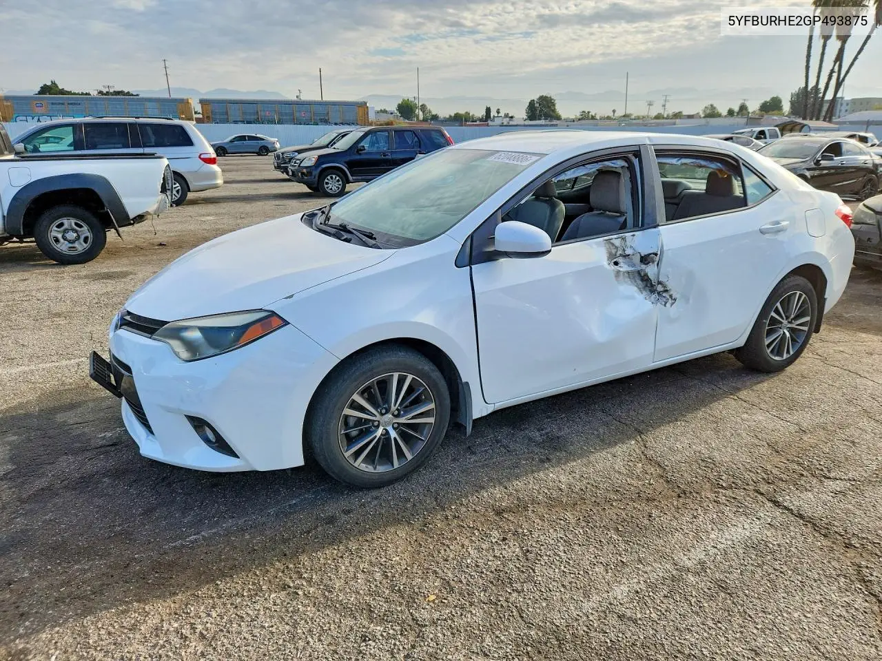 2016 Toyota Corolla Le Plus VIN: 5YFBURHE2GP493875 Lot: 62048886