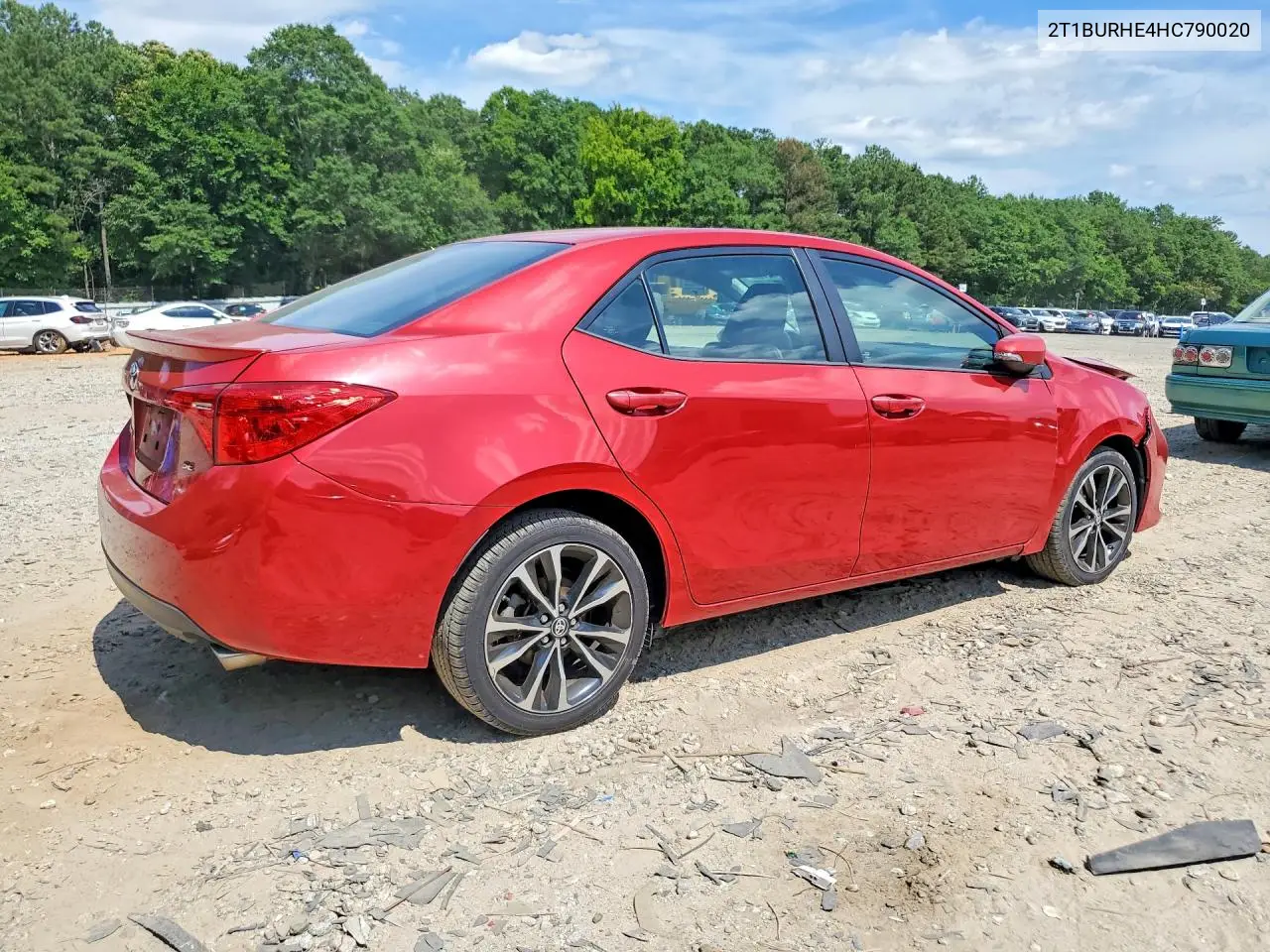 2017 Toyota Corolla Se VIN: 2T1BURHE4HC790020 Lot: 58742846