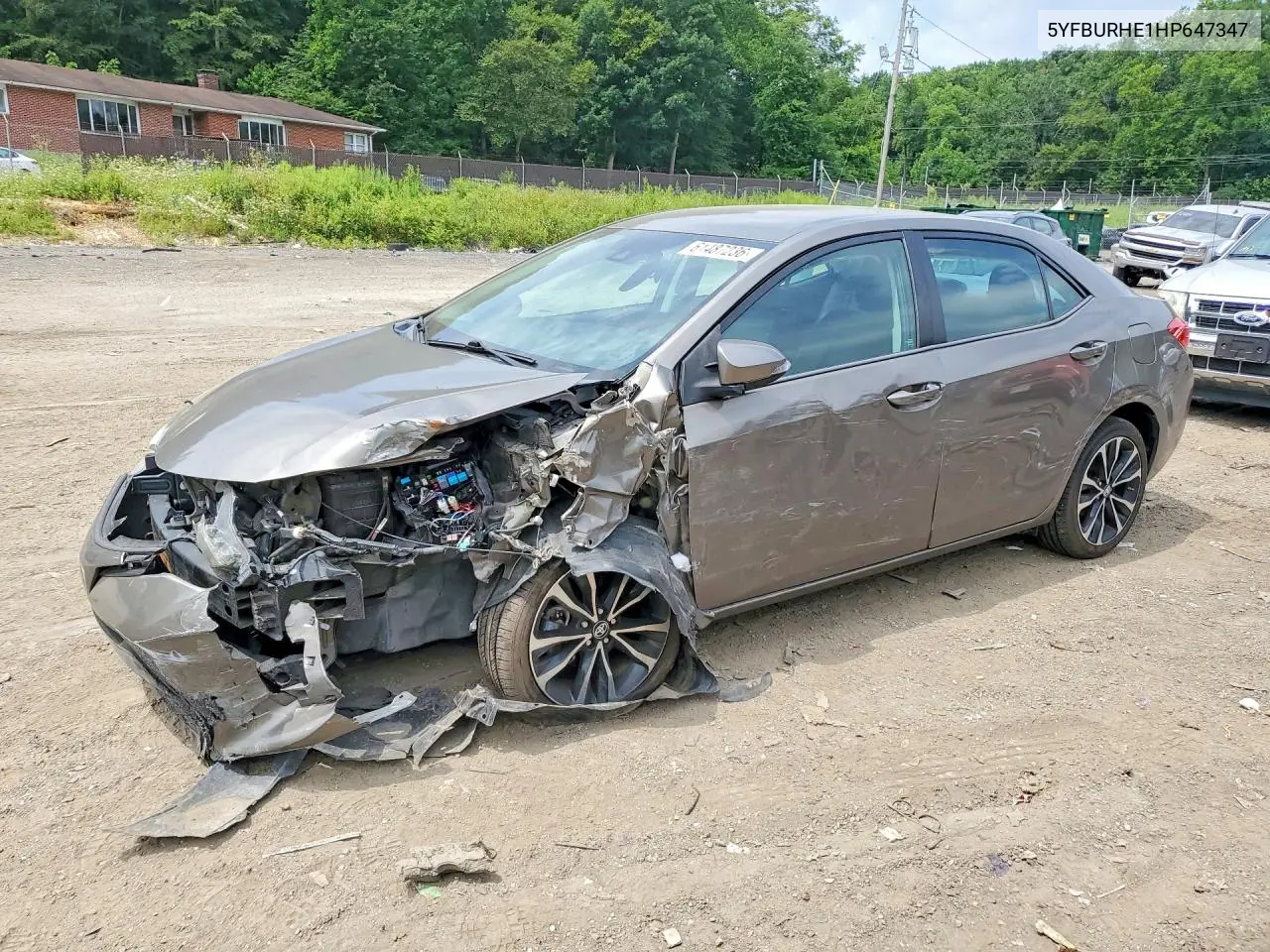 2017 Toyota Corolla Se VIN: 5YFBURHE1HP647347 Lot: 61487236