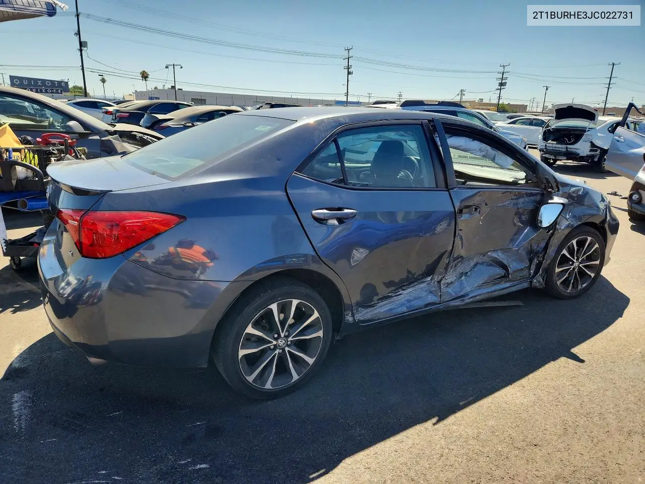 2018 Toyota Corolla Se VIN: 2T1BURHE3JC022731 Lot: 58923586