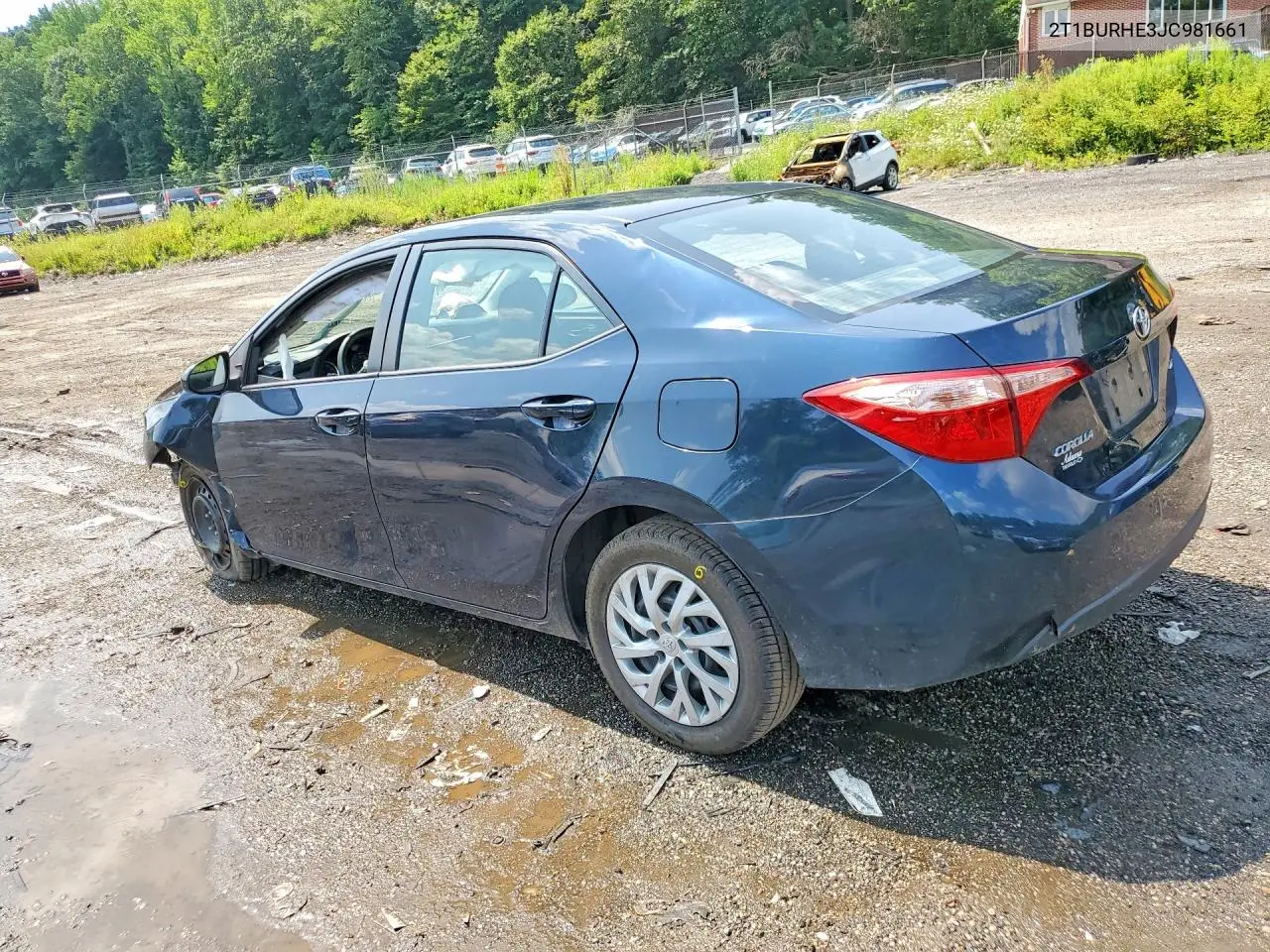2018 Toyota Corolla Le VIN: 2T1BURHE3JC981661 Lot: 61059696
