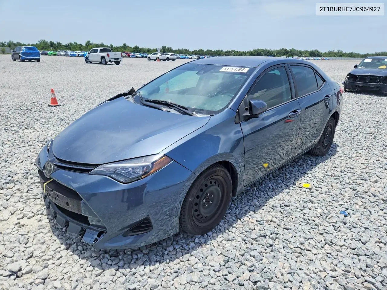 2018 Toyota Corolla Le VIN: 2T1BURHE7JC964927 Lot: 61194396