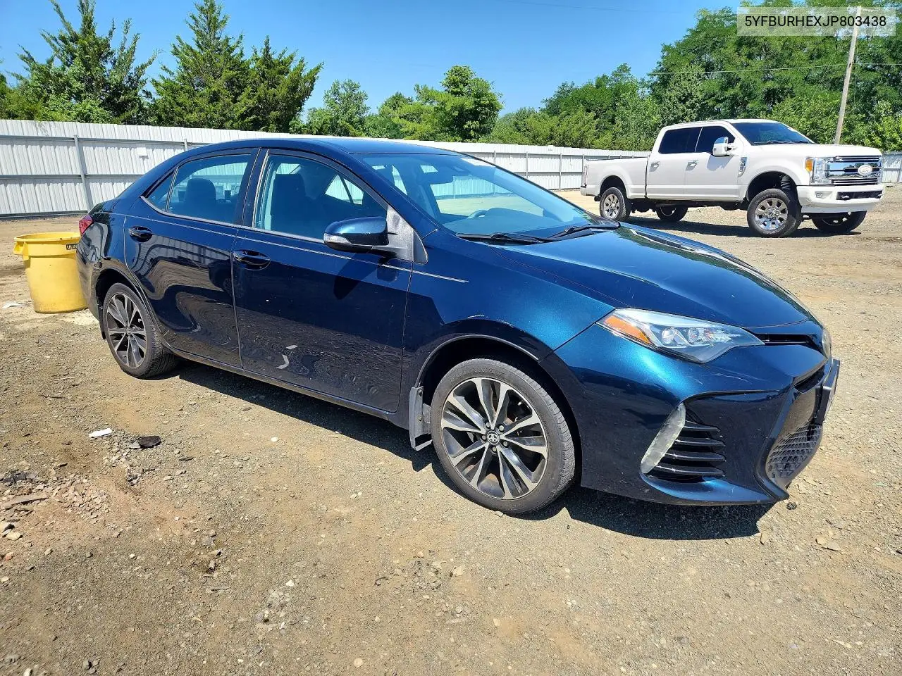 2018 Toyota Corolla Se VIN: 5YFBURHEXJP803438 Lot: 61401726