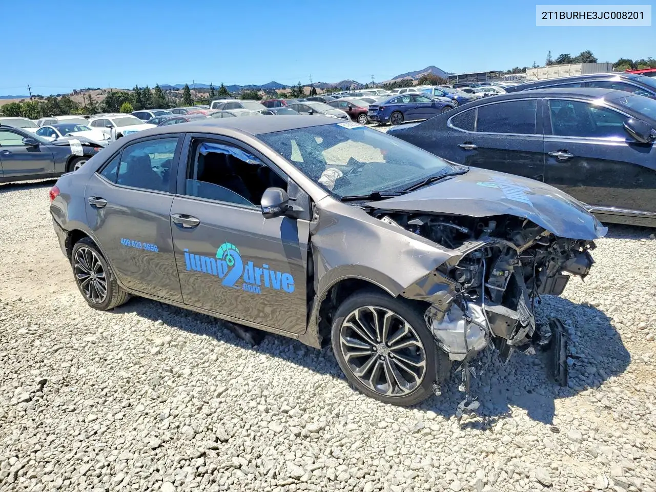 2018 Toyota Corolla Se VIN: 2T1BURHE3JC008201 Lot: 61982856
