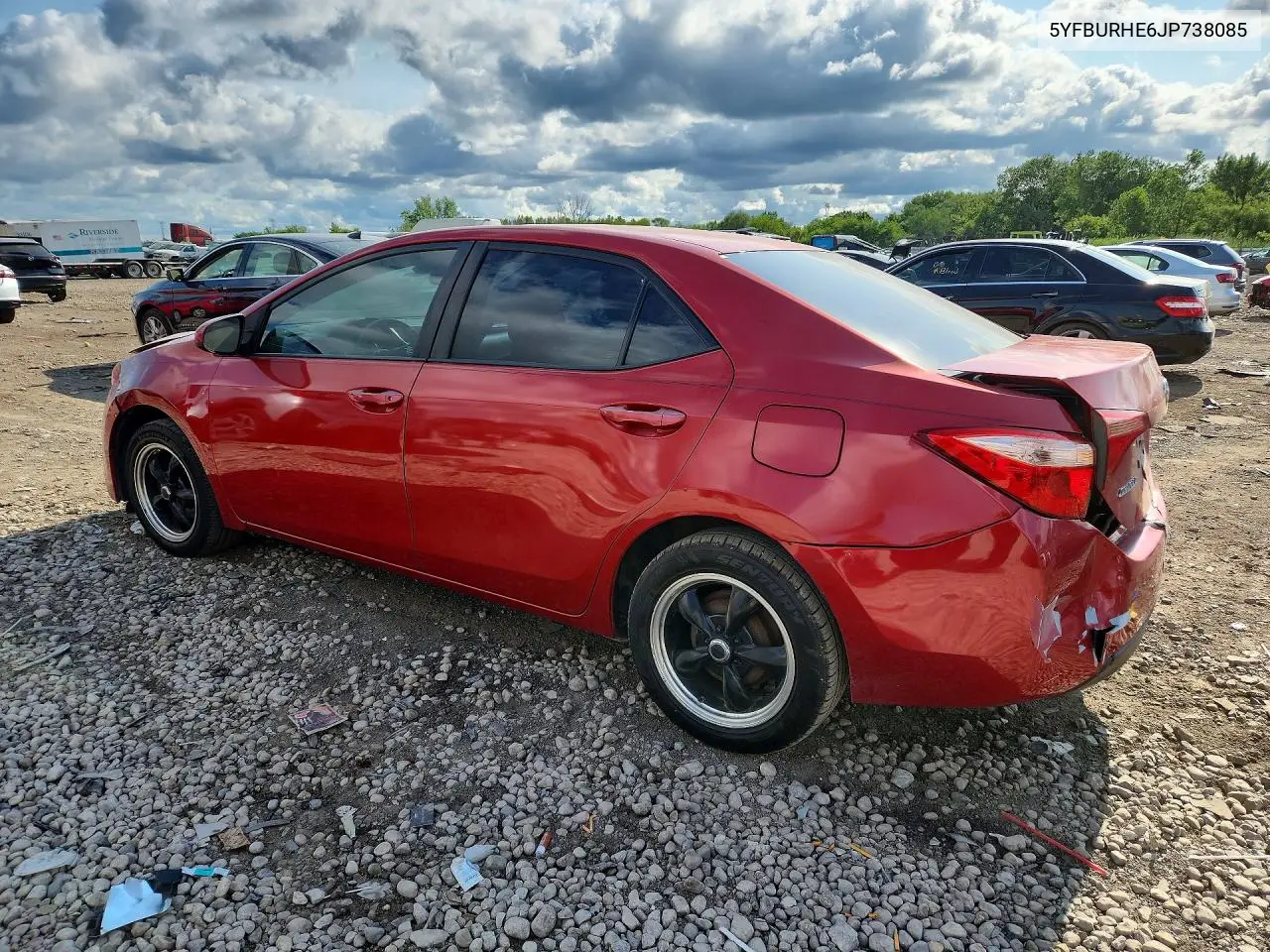 2018 Toyota Corolla Le VIN: 5YFBURHE6JP738085 Lot: 62091406