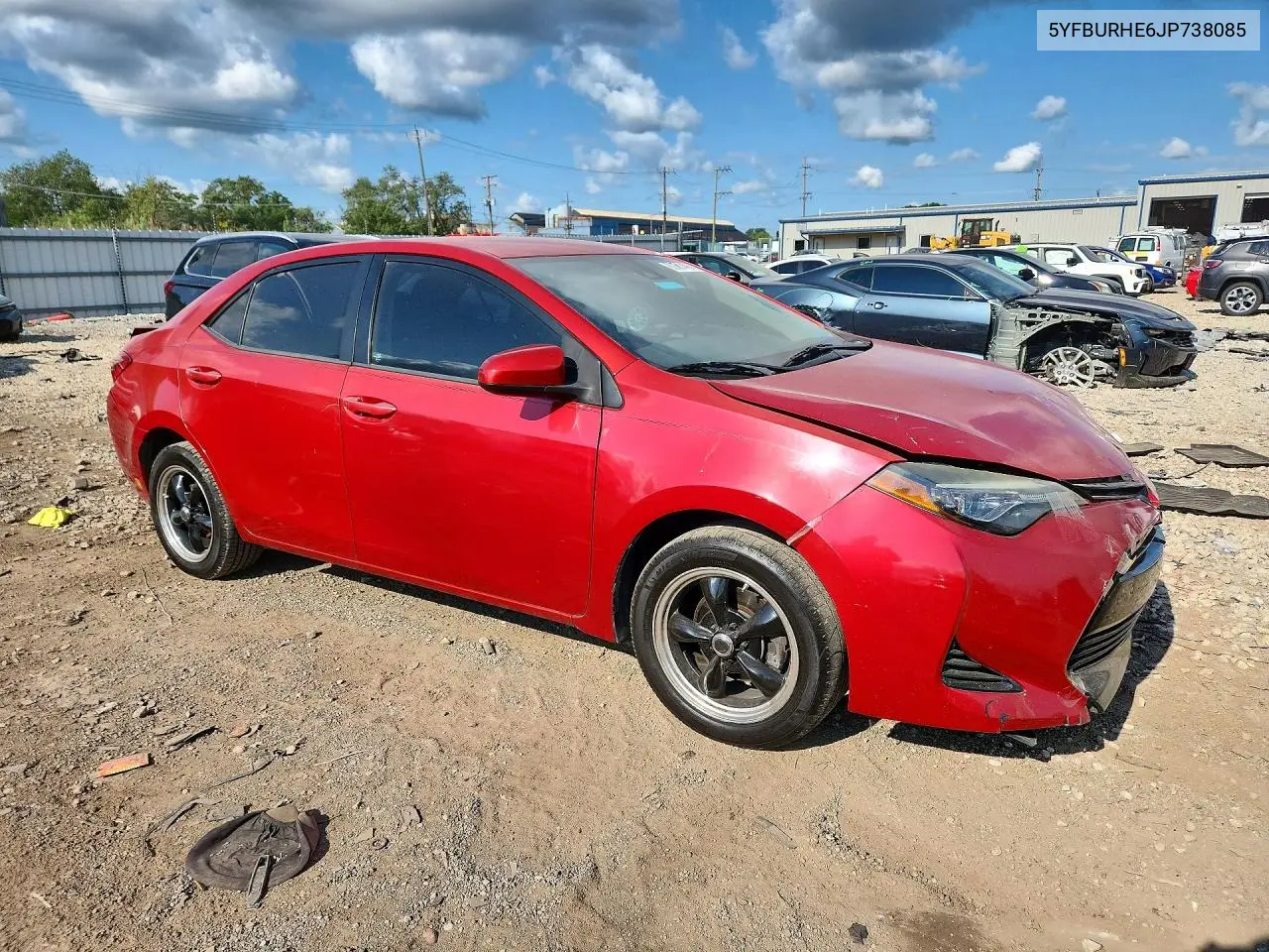 2018 Toyota Corolla Le VIN: 5YFBURHE6JP738085 Lot: 62091406