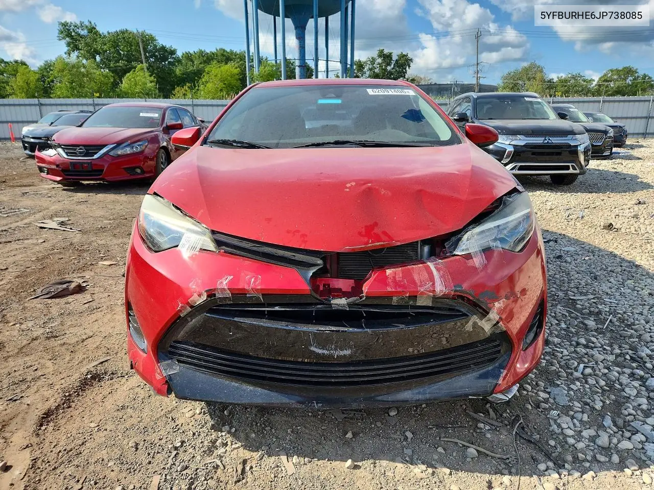 2018 Toyota Corolla Le VIN: 5YFBURHE6JP738085 Lot: 62091406