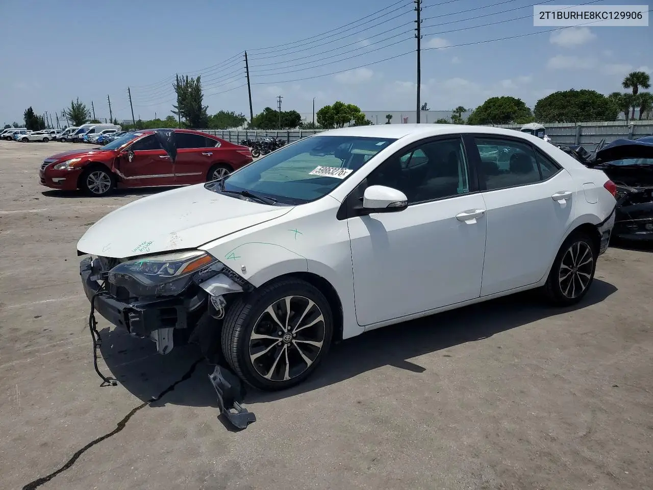 2019 Toyota Corolla Se VIN: 2T1BURHE8KC129906 Lot: 59863276