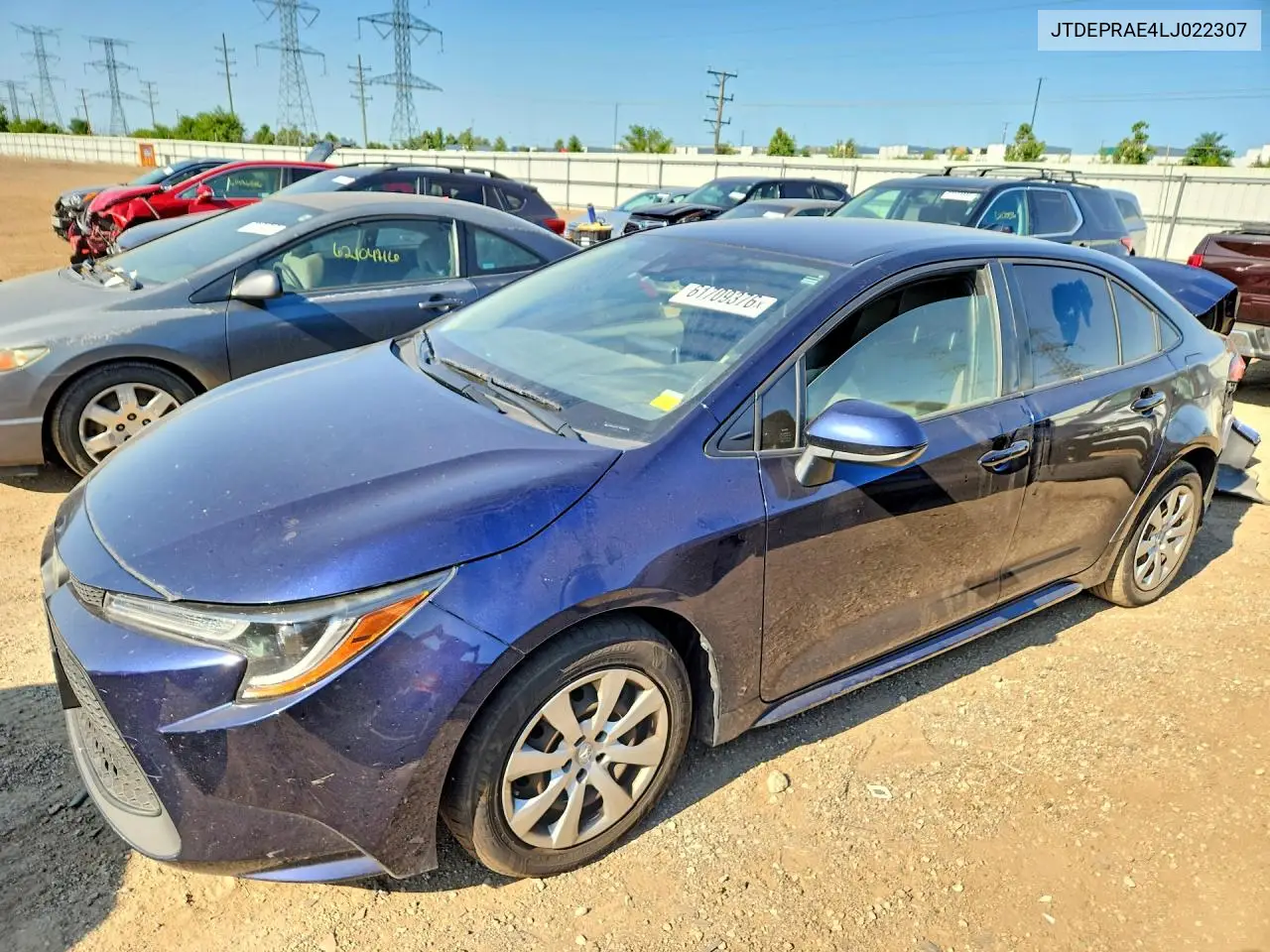 2020 Toyota Corolla Le VIN: JTDEPRAE4LJ022307 Lot: 61709376