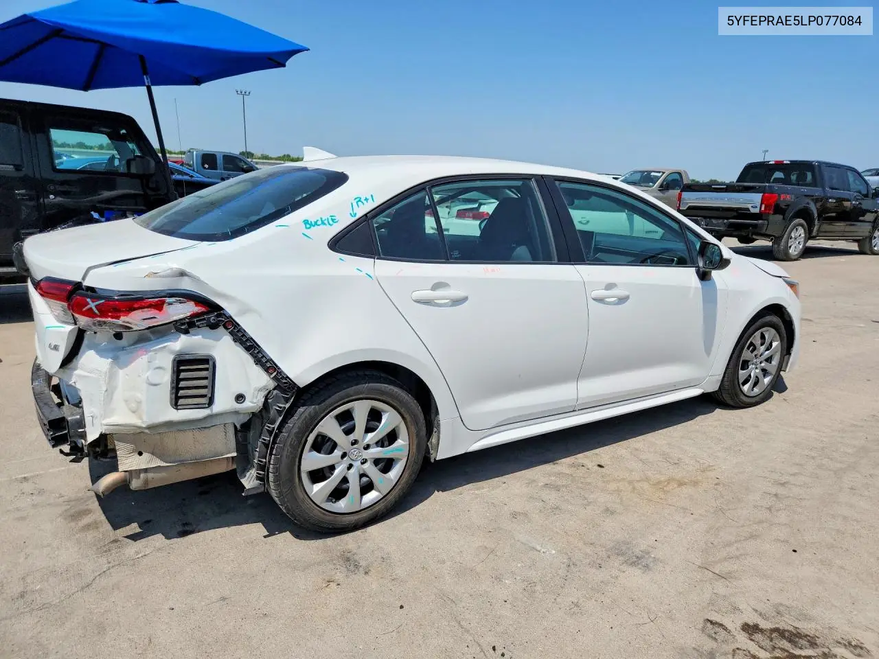 2020 Toyota Corolla Le VIN: 5YFEPRAE5LP077084 Lot: 62027456