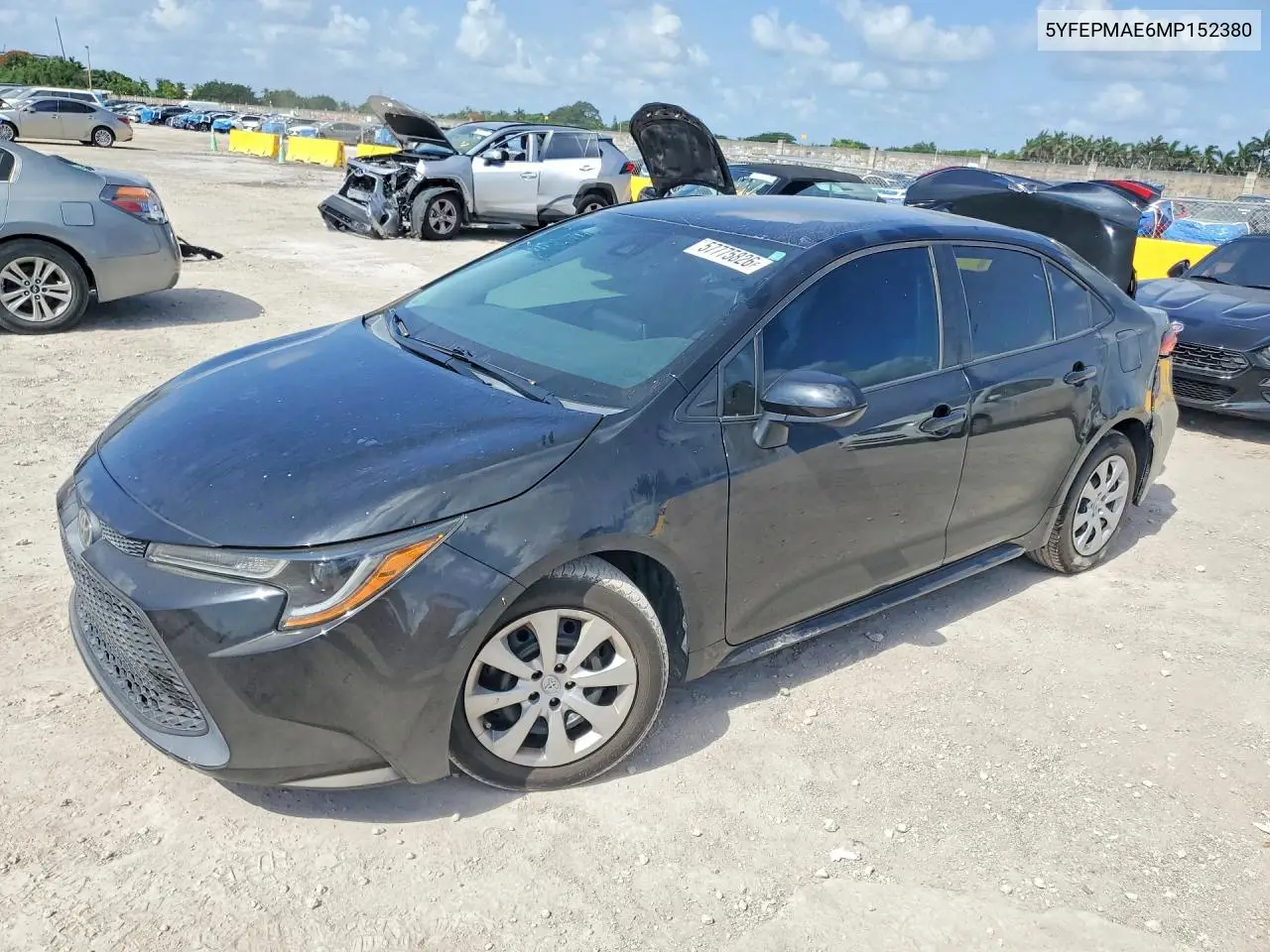 2021 Toyota Corolla Le VIN: 5YFEPMAE6MP152380 Lot: 57775826
