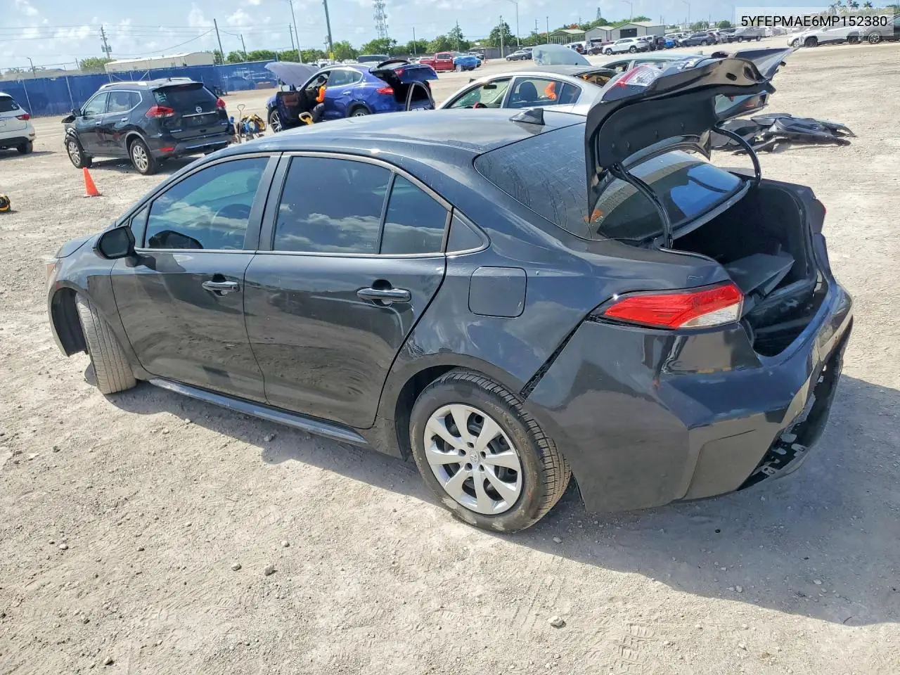 2021 Toyota Corolla Le VIN: 5YFEPMAE6MP152380 Lot: 57775826