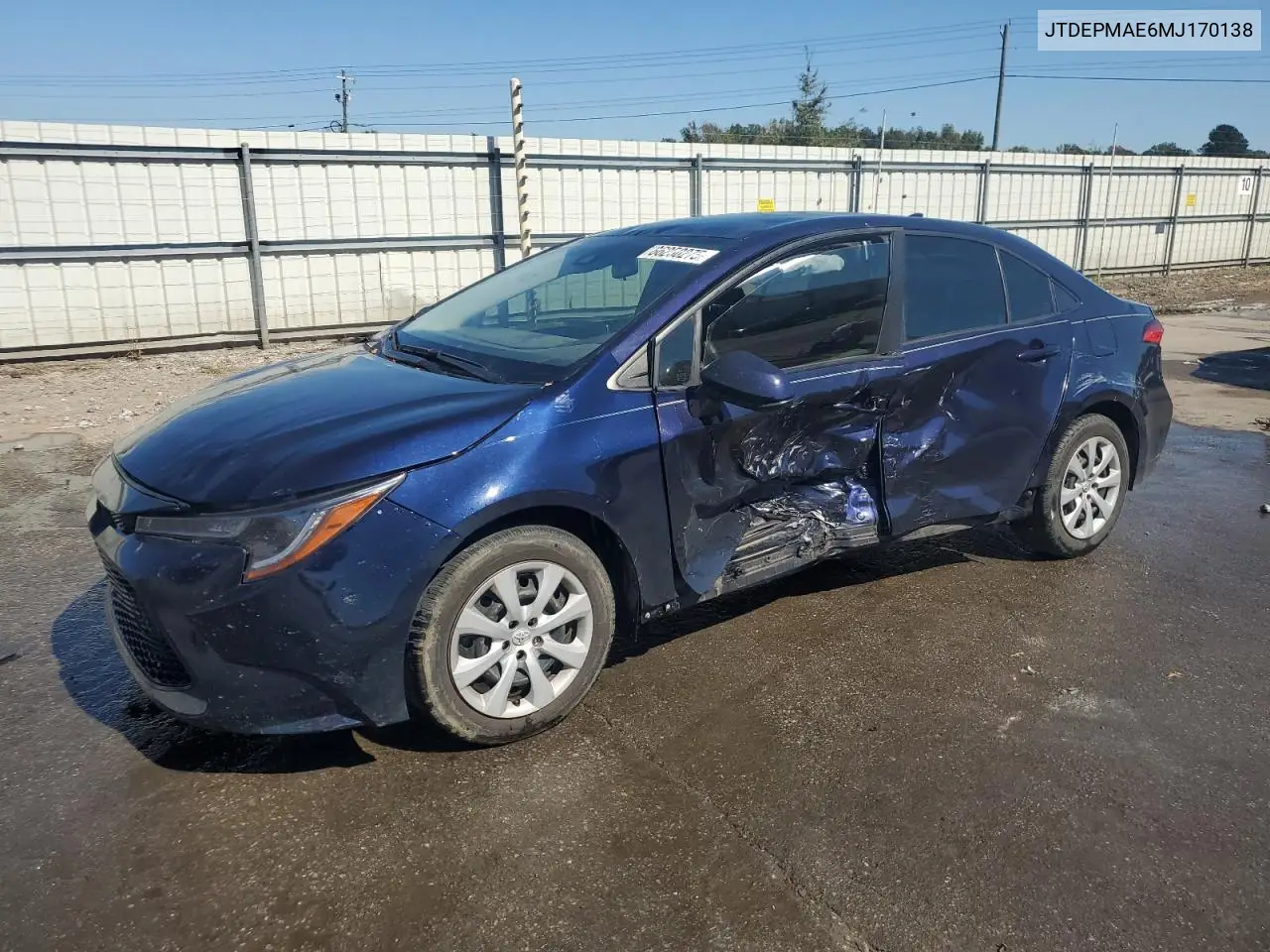JTDEPMAE6MJ170138 2021 Toyota Corolla Le
