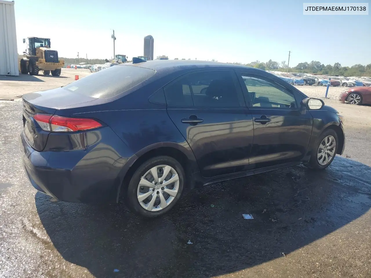 JTDEPMAE6MJ170138 2021 Toyota Corolla Le