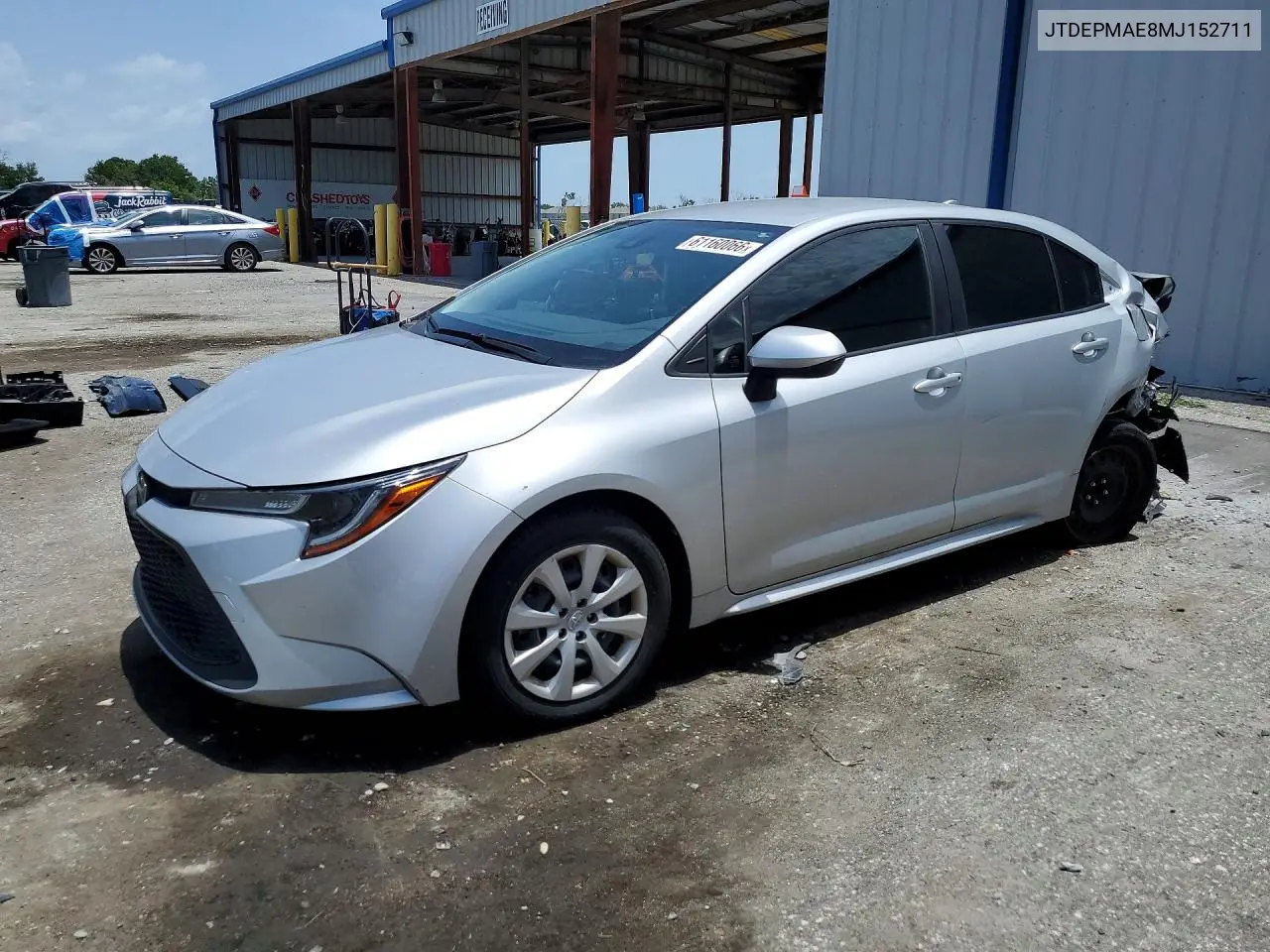 2021 Toyota Corolla Le VIN: JTDEPMAE8MJ152711 Lot: 61160066