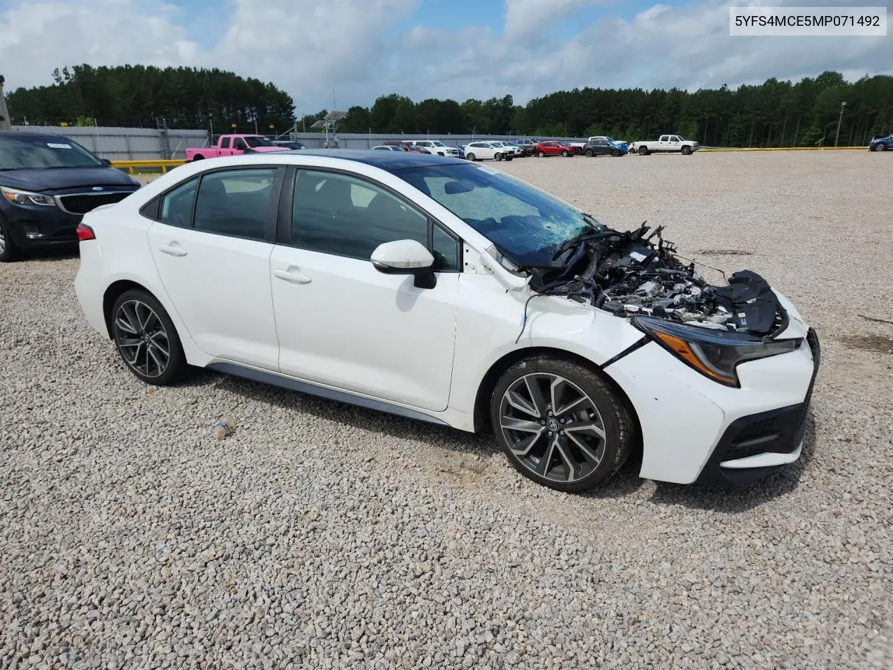 2021 Toyota Corolla Se VIN: 5YFS4MCE5MP071492 Lot: 61793466