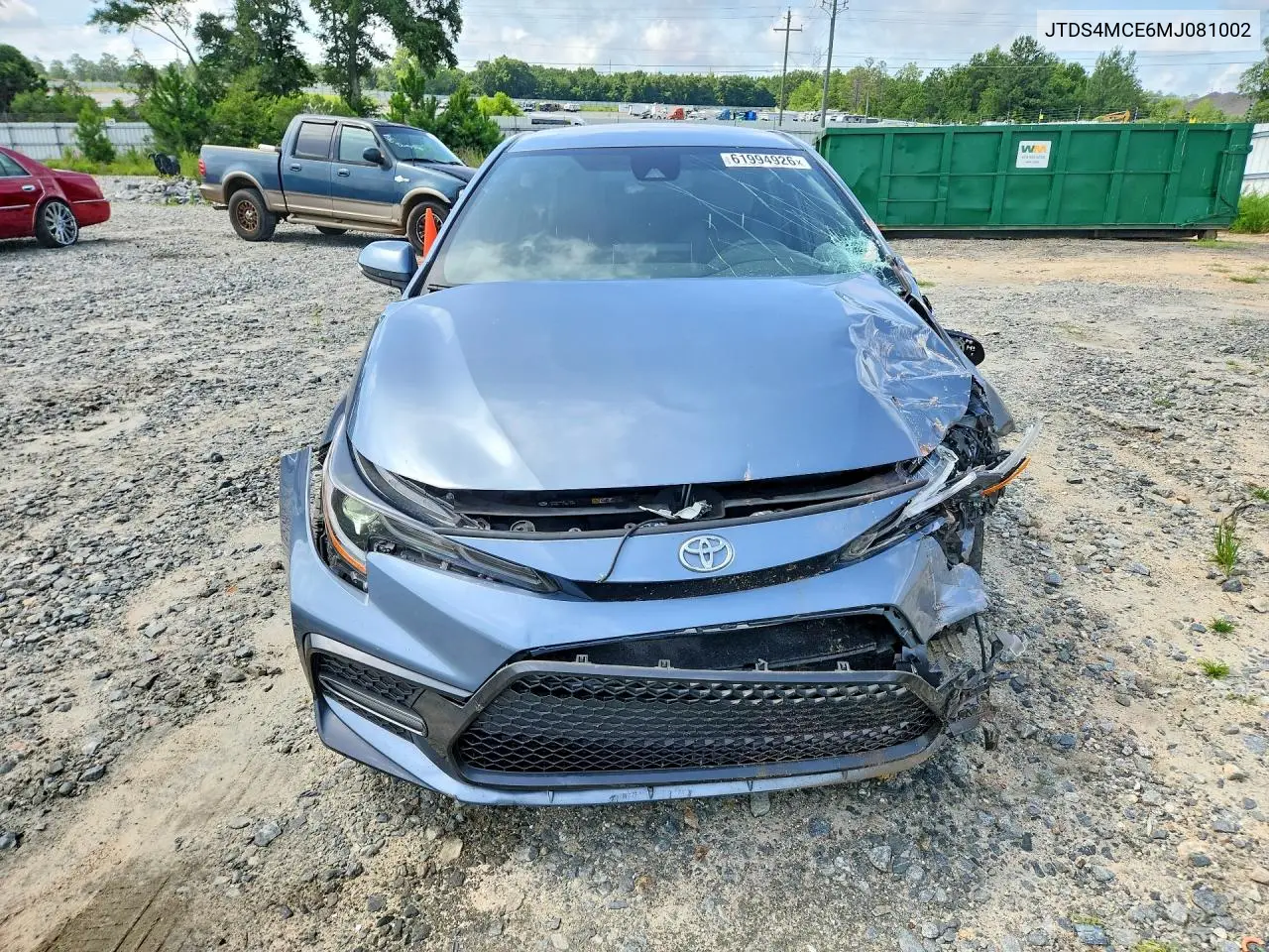 2021 Toyota Corolla Se VIN: JTDS4MCE6MJ081002 Lot: 61994926