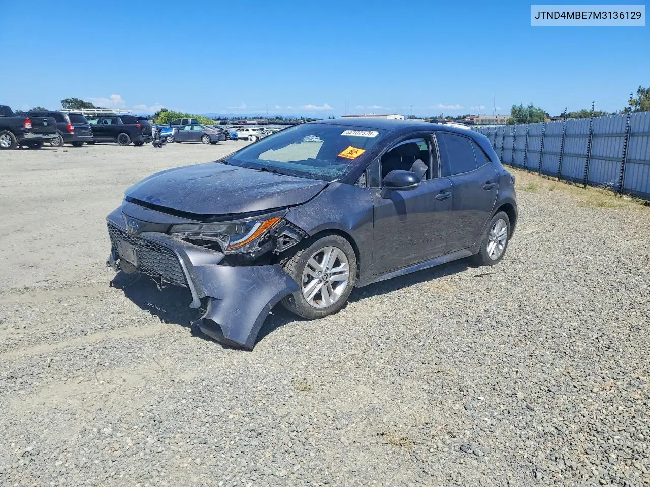 2021 Toyota Corolla Hatchback Se VIN: JTND4MBE7M3136129 Lot: 62102576