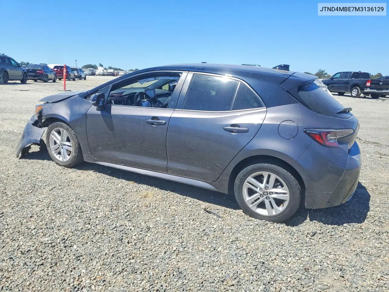 2021 Toyota Corolla Hatchback Se VIN: JTND4MBE7M3136129 Lot: 62102576