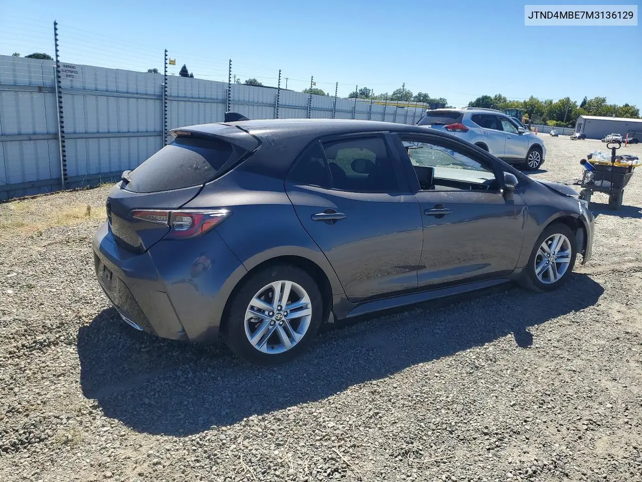2021 Toyota Corolla Hatchback Se VIN: JTND4MBE7M3136129 Lot: 62102576