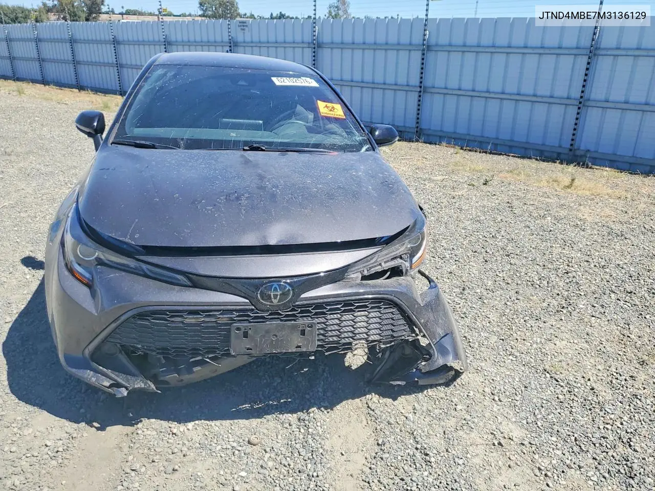 2021 Toyota Corolla Hatchback Se VIN: JTND4MBE7M3136129 Lot: 62102576