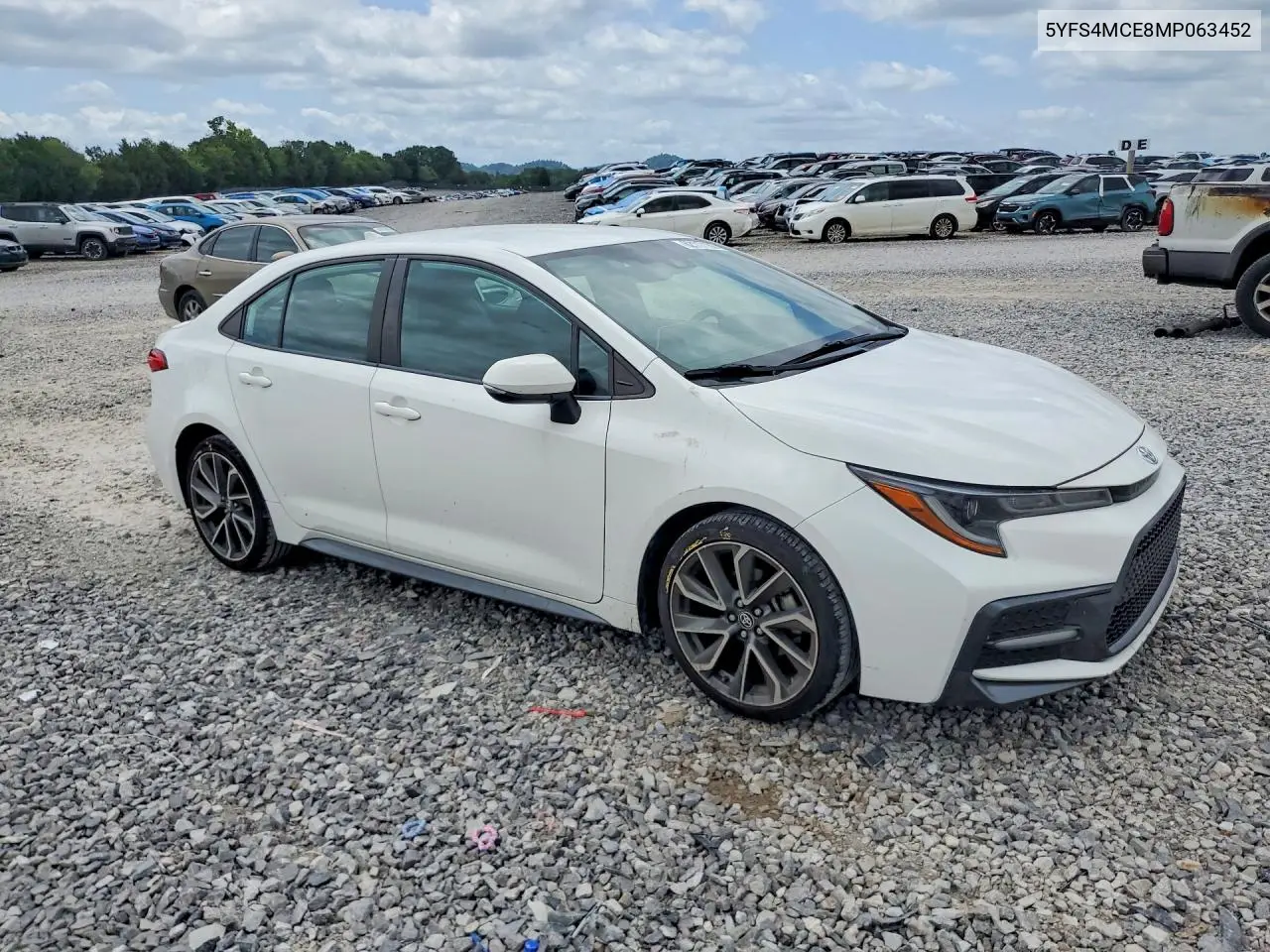 2021 Toyota Corolla Se VIN: 5YFS4MCE8MP063452 Lot: 62117186