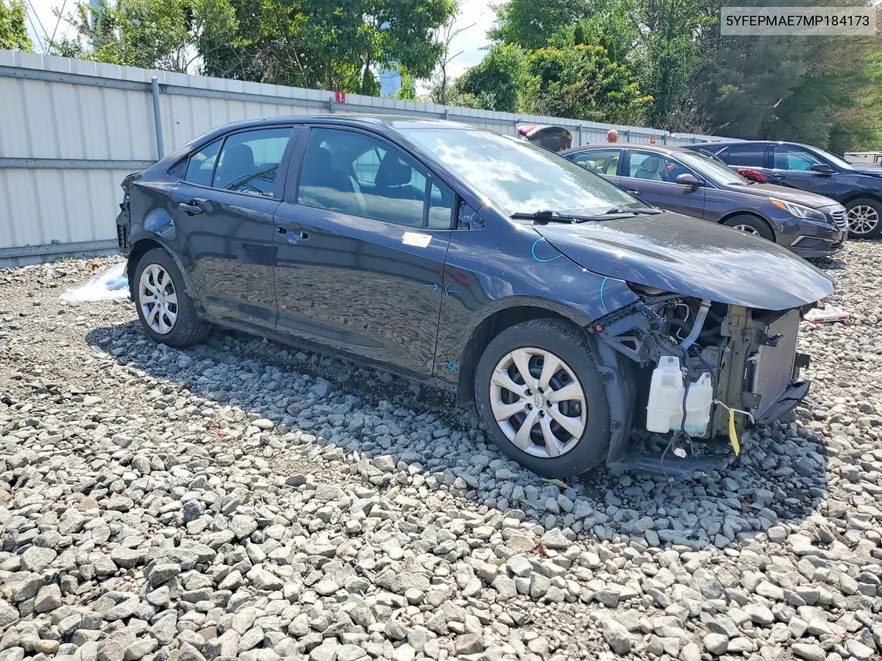 2021 Toyota Corolla Le VIN: 5YFEPMAE7MP184173 Lot: 62169296