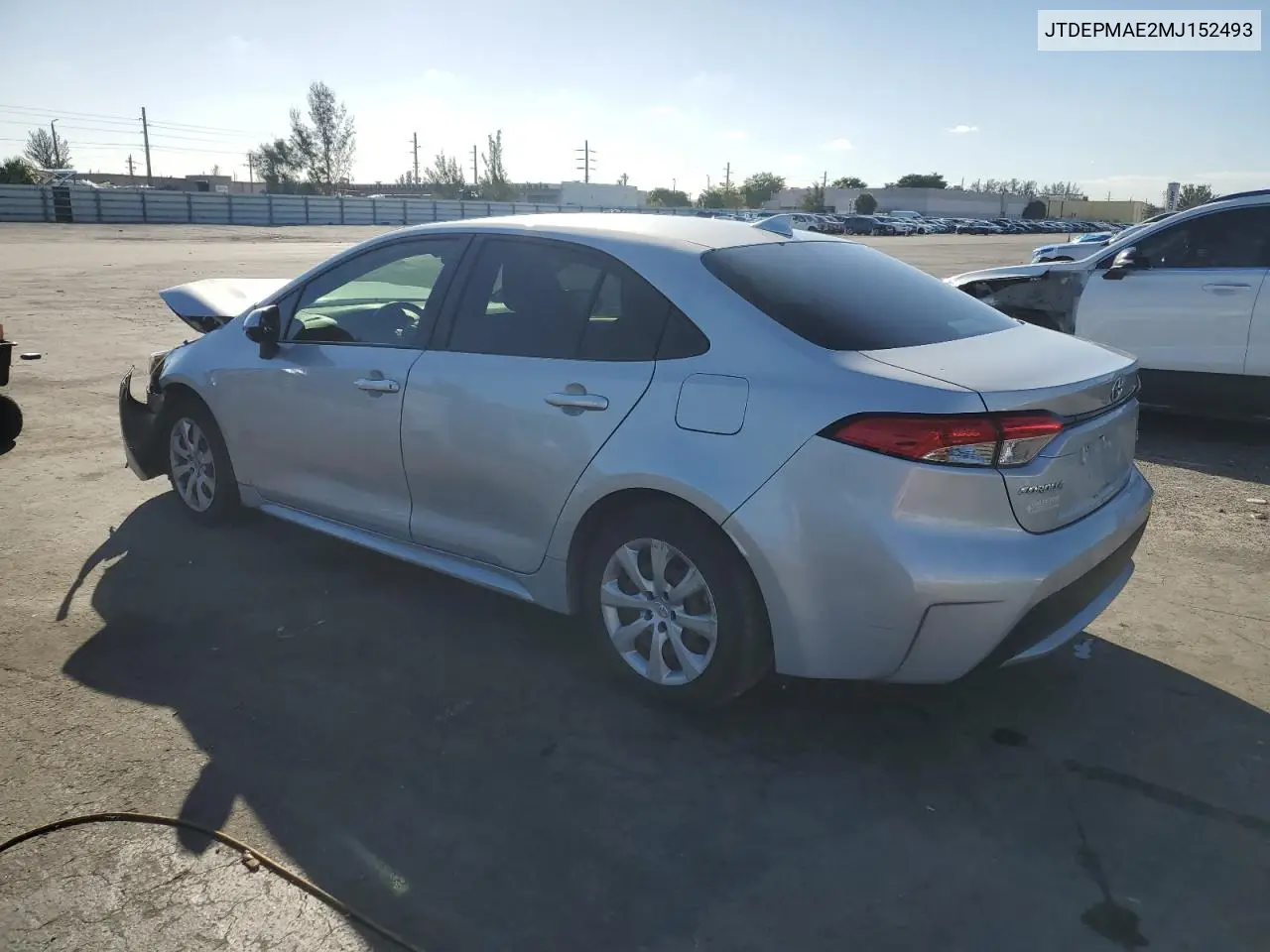 JTDEPMAE2MJ152493 2021 Toyota Corolla Le