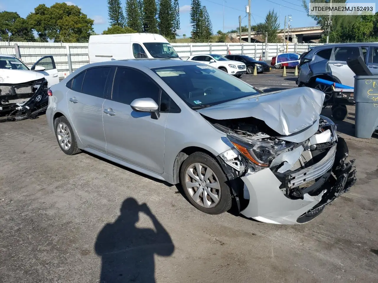 JTDEPMAE2MJ152493 2021 Toyota Corolla Le