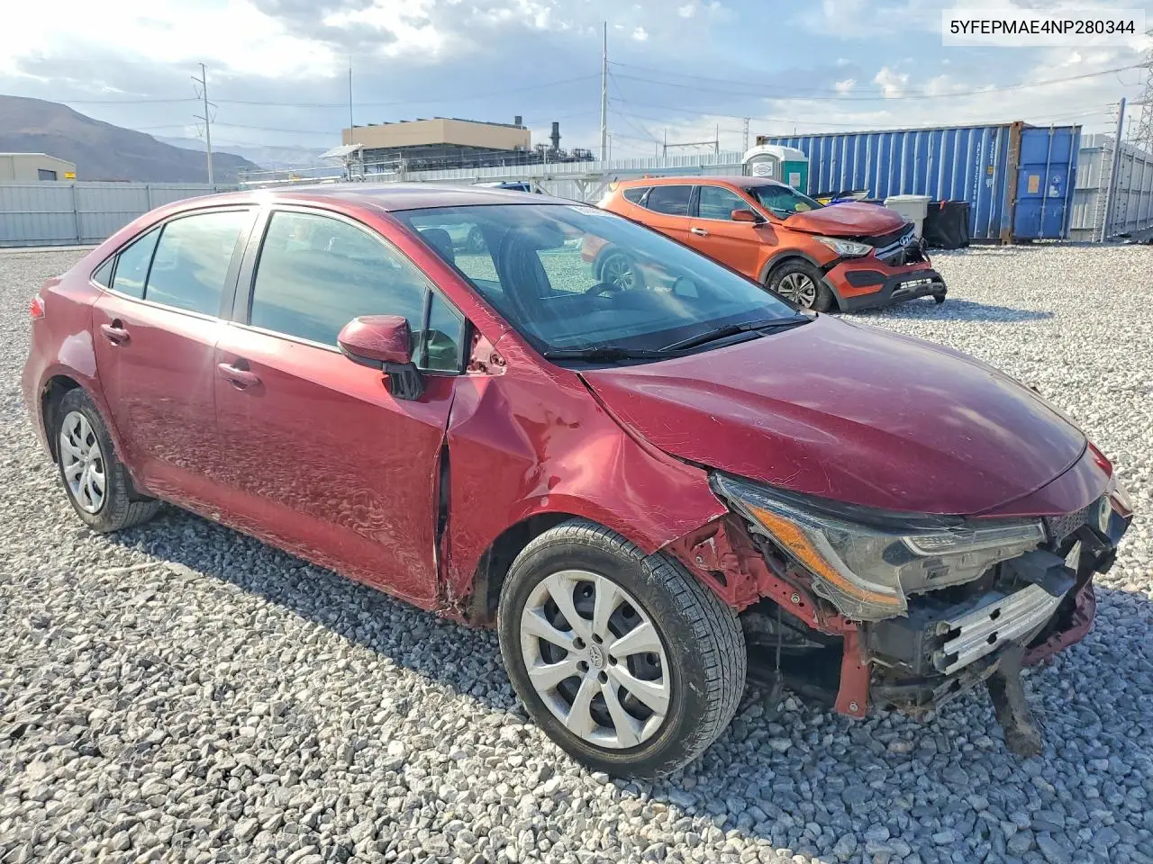 2022 Toyota Corolla Le VIN: 5YFEPMAE4NP280344 Lot: 61442386
