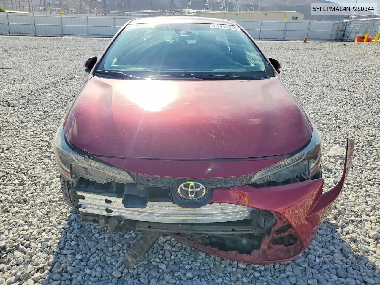 2022 Toyota Corolla Le VIN: 5YFEPMAE4NP280344 Lot: 61442386