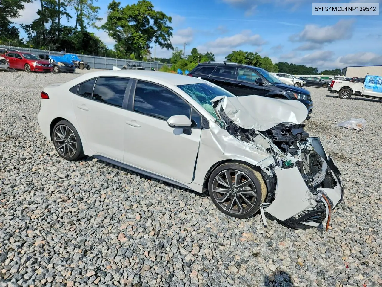 2022 Toyota Corolla Se VIN: 5YFS4MCE4NP139542 Lot: 61875266