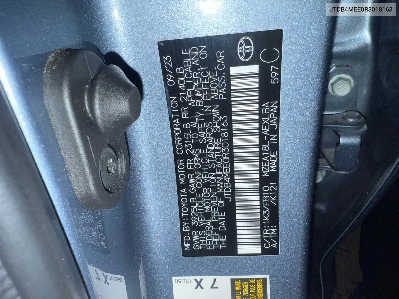 JTDB4MEE0R3018163 2024 Toyota Corolla Le