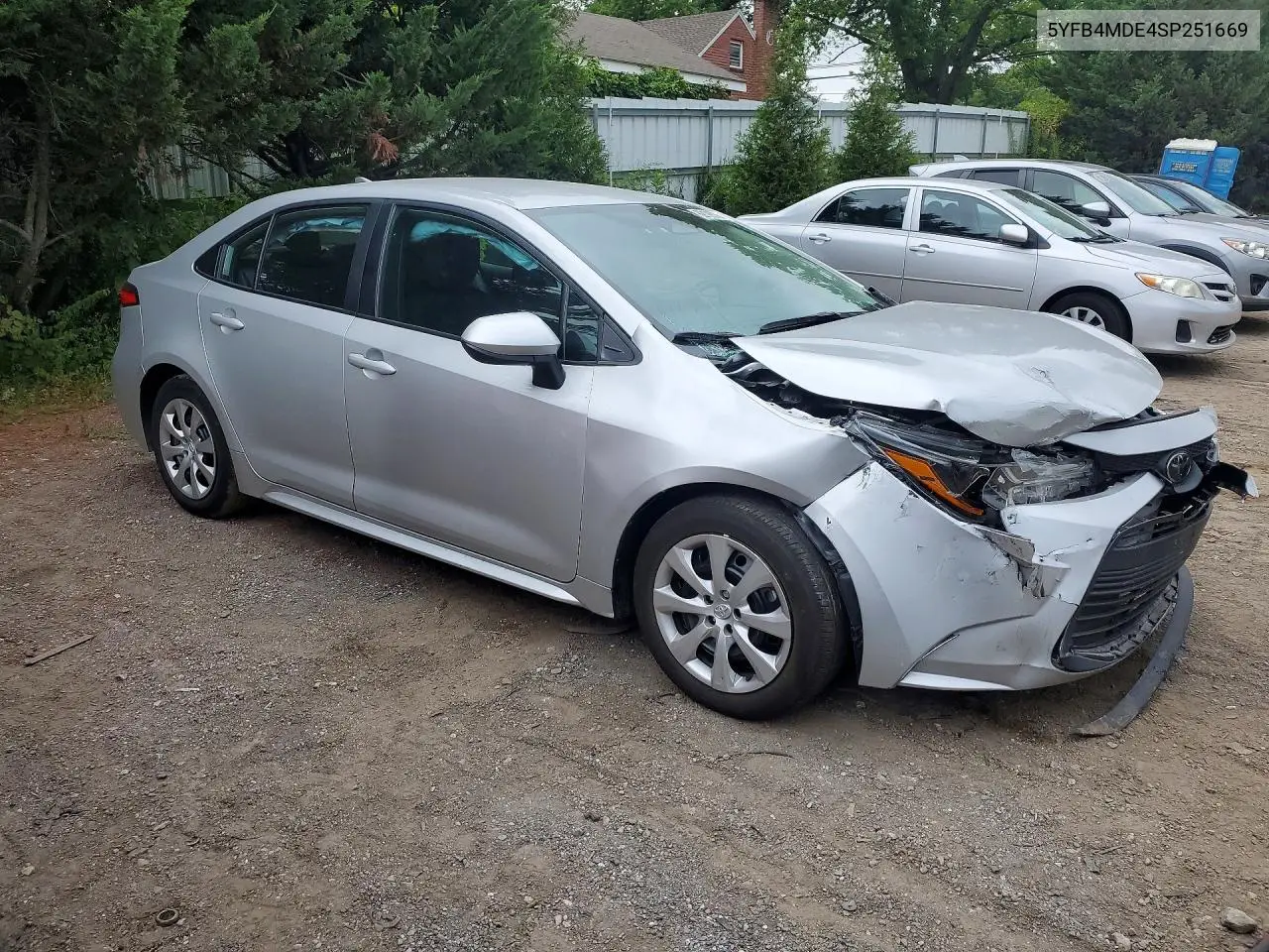 2025 Toyota Corolla Le VIN: 5YFB4MDE4SP251669 Lot: 62128786