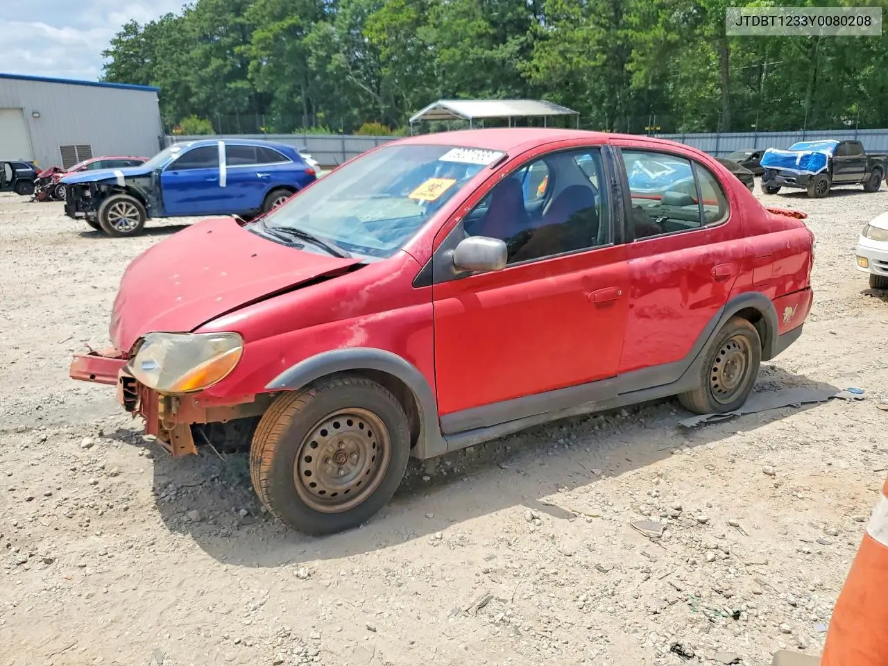 2000 Toyota Echo Base VIN: JTDBT1233Y0080208 Lot: 59001666