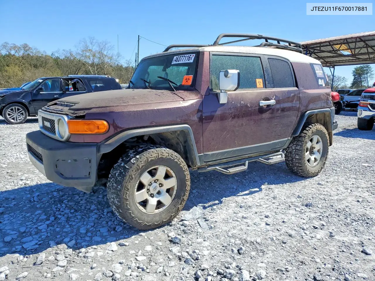 2007 Toyota Fj Cruiser Base VIN: JTEZU11F670017881 Lot: 46377116